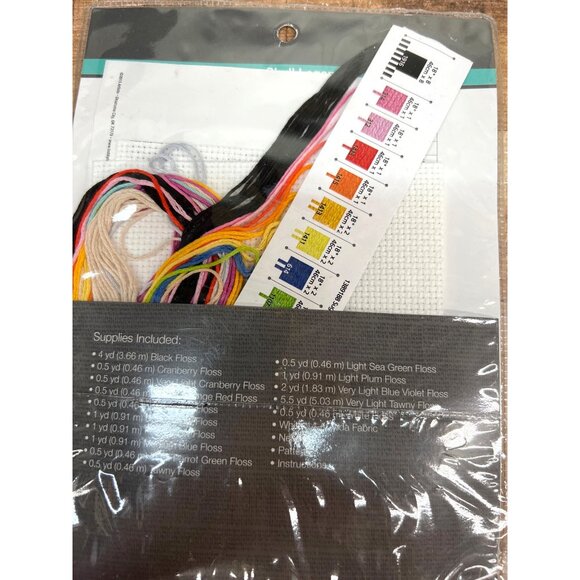 Colorful Sugar Skull Mini Counted Cross-Stitch Kit By Artiste Includes Zweigart - Picture 3 of 3